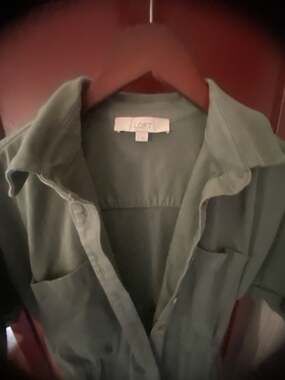 LOFT Olive Green Utility Shirt Dress size 6